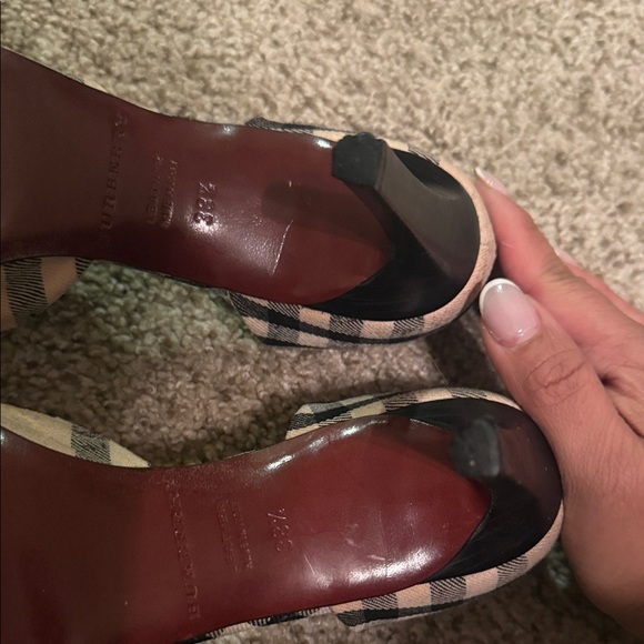 Burberry Beige and Black Plaid kitten Heels - Picture 11 of 13